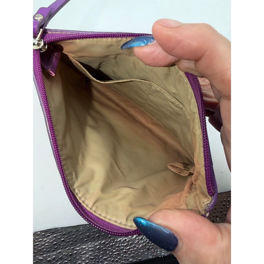 Kate Spade Purple Patent Leather Polka Dot Embossed Cosmetic Pouch Makeup Bag - Picture 5 of 8